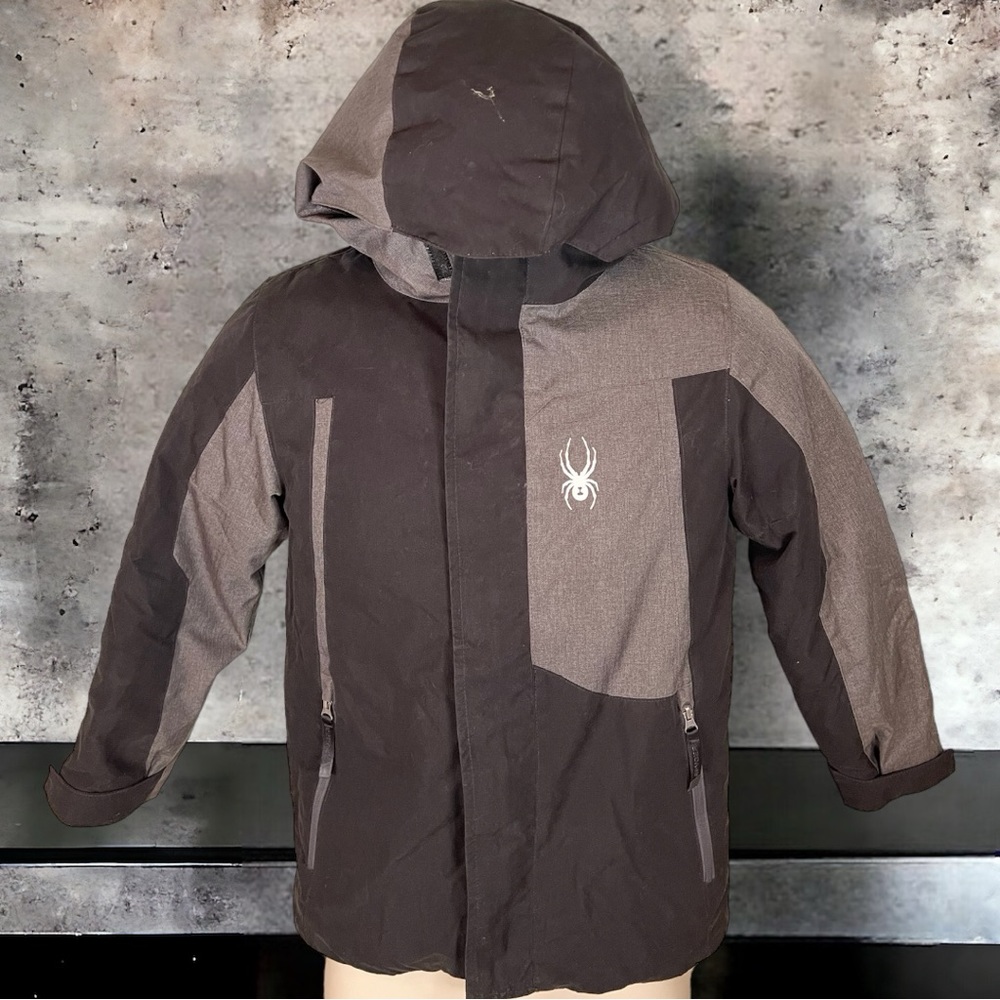 Spyder hooded winter coat sz 7/8, Black/Gray